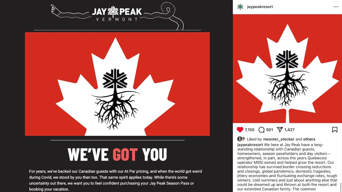 Red maple leaf with tree and roots inside on black background. Text reads, "WE'VE GOT YOU".