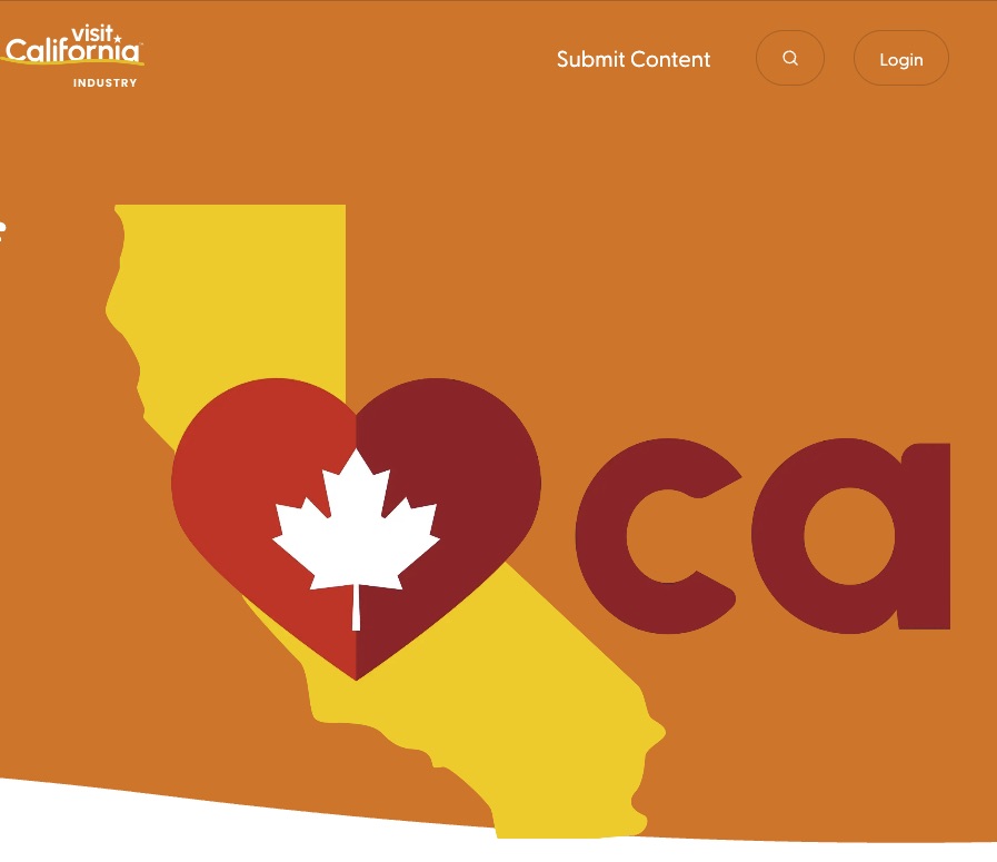 California map with a red heart and maple leaf overlay.