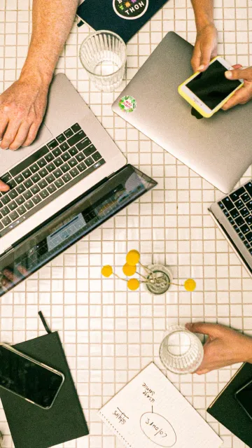 People working around a table