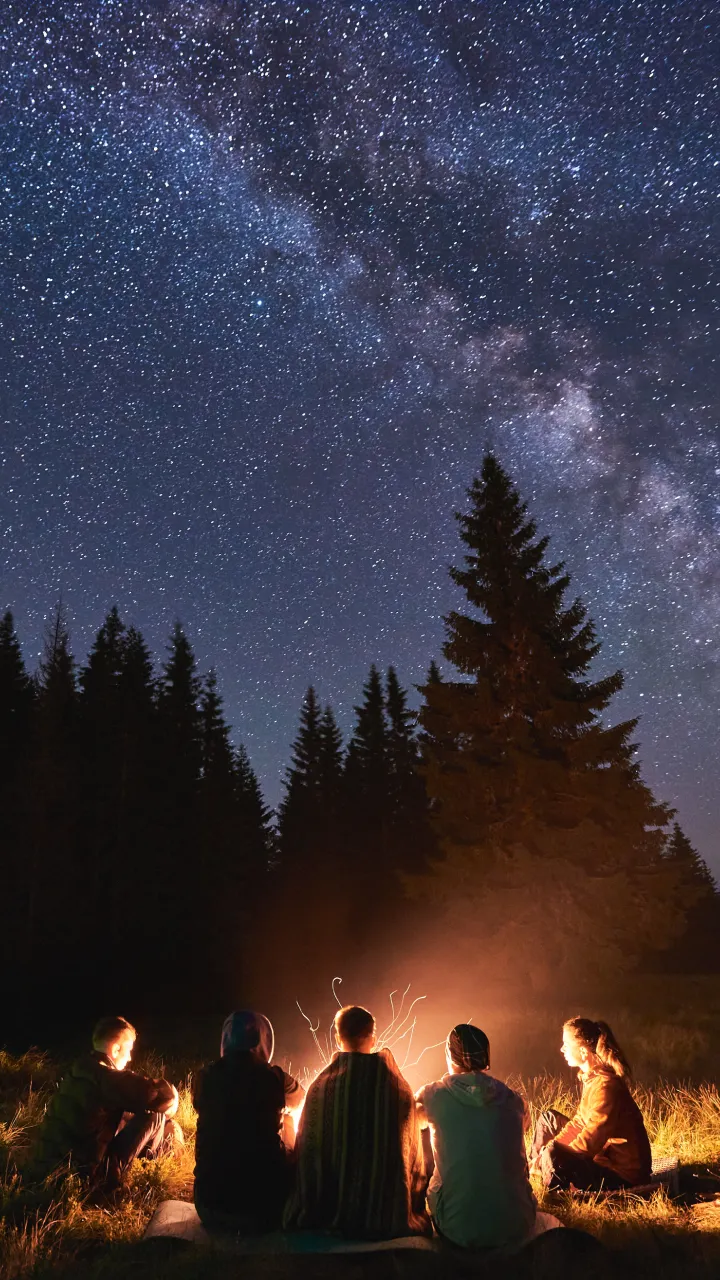 friends around a campfire