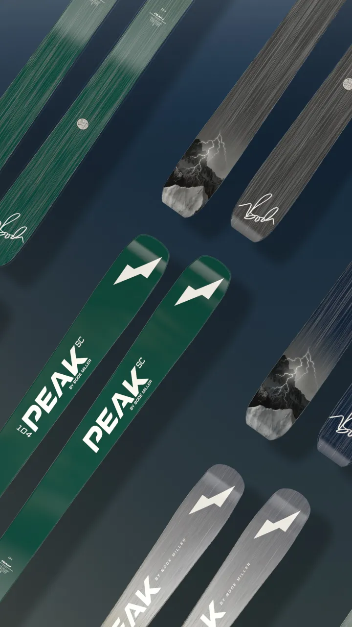 Peak skis flat lay