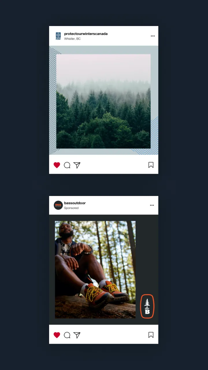 Two in-feed Instagram post mockups