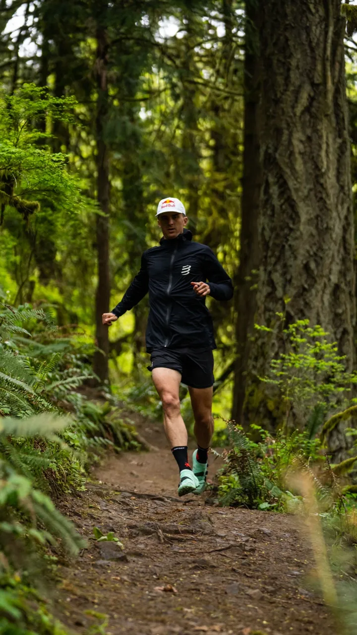 Trail runner in a forest