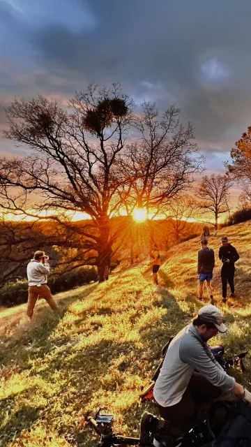 Production team working against the sun