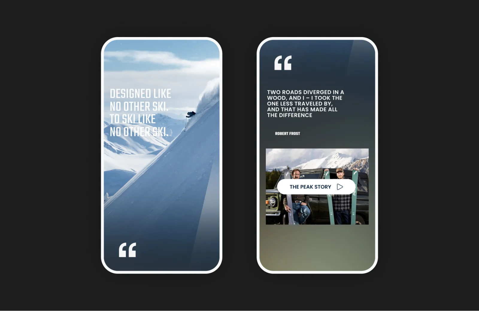 Peak Skis mobile homepage
