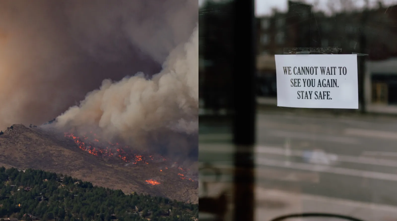 Forest fire and covid signage