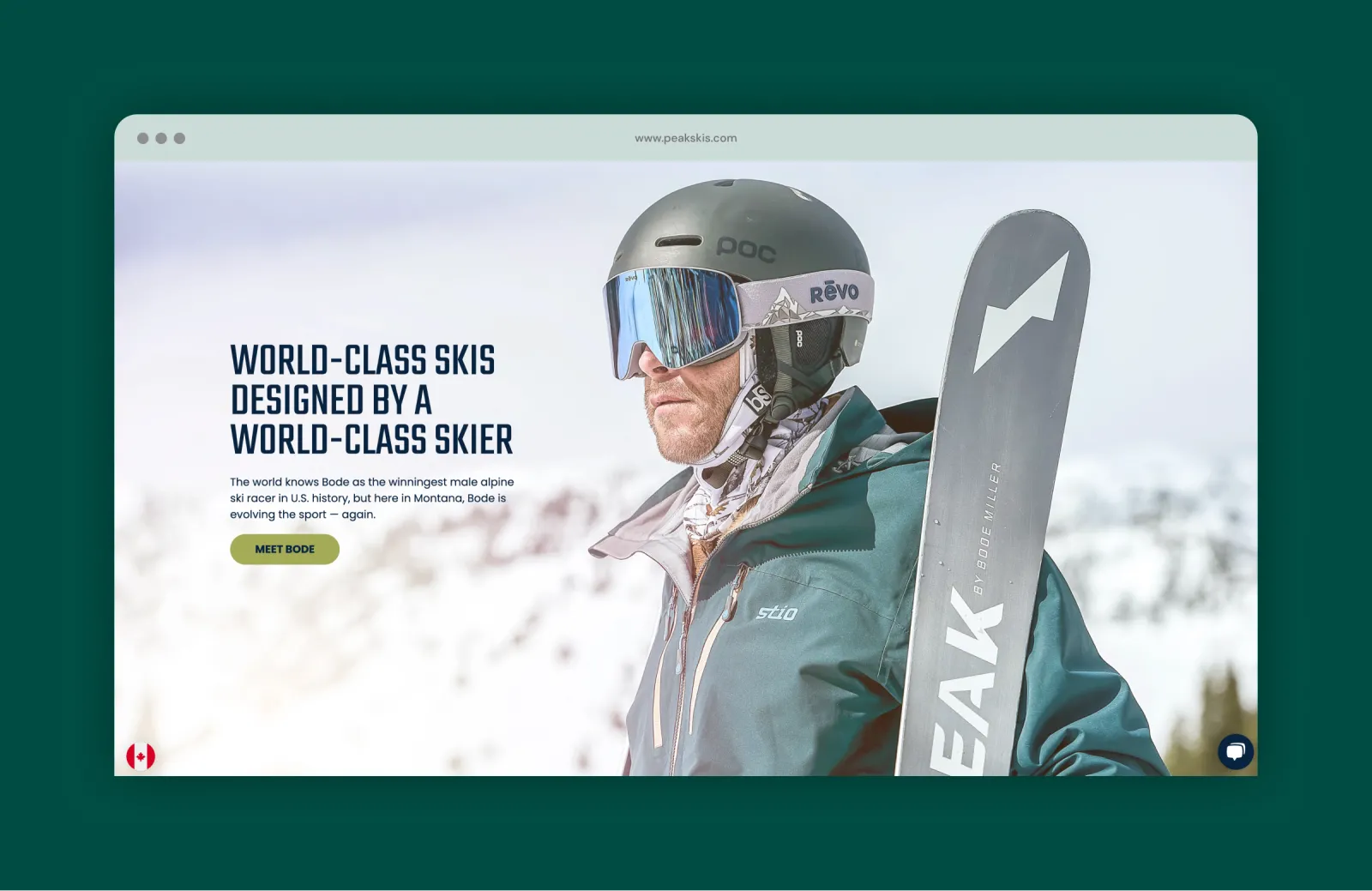 Peak Skis full bleed imagery