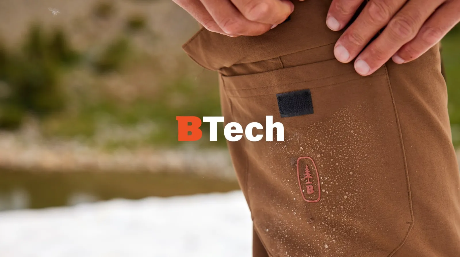 BTech logo on image of waterproof pants