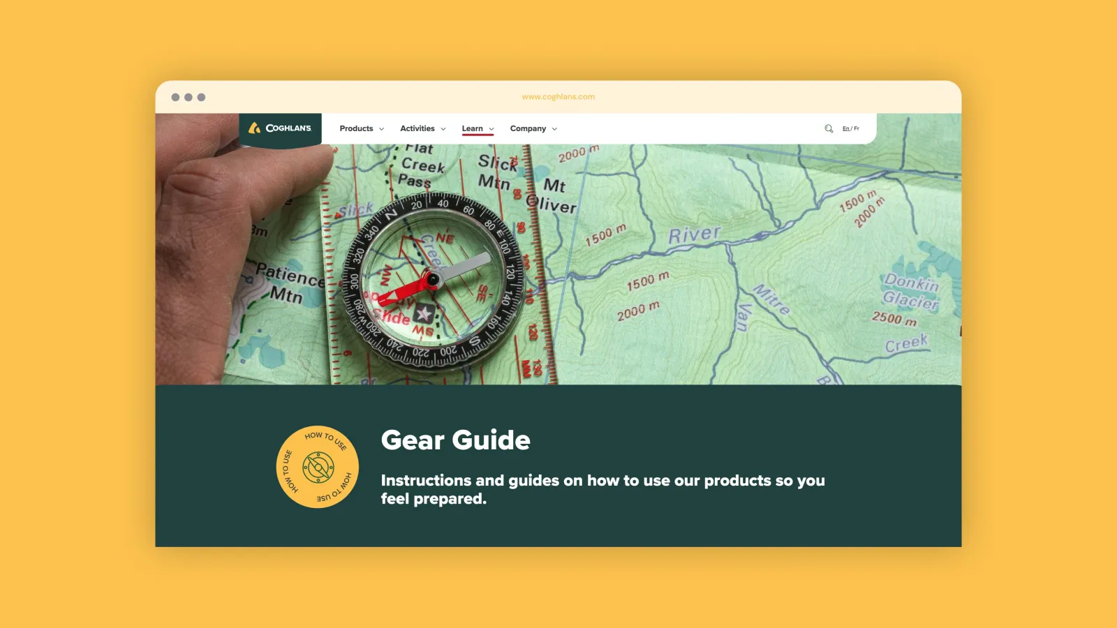 screenshot of the Coghlans website gear guide