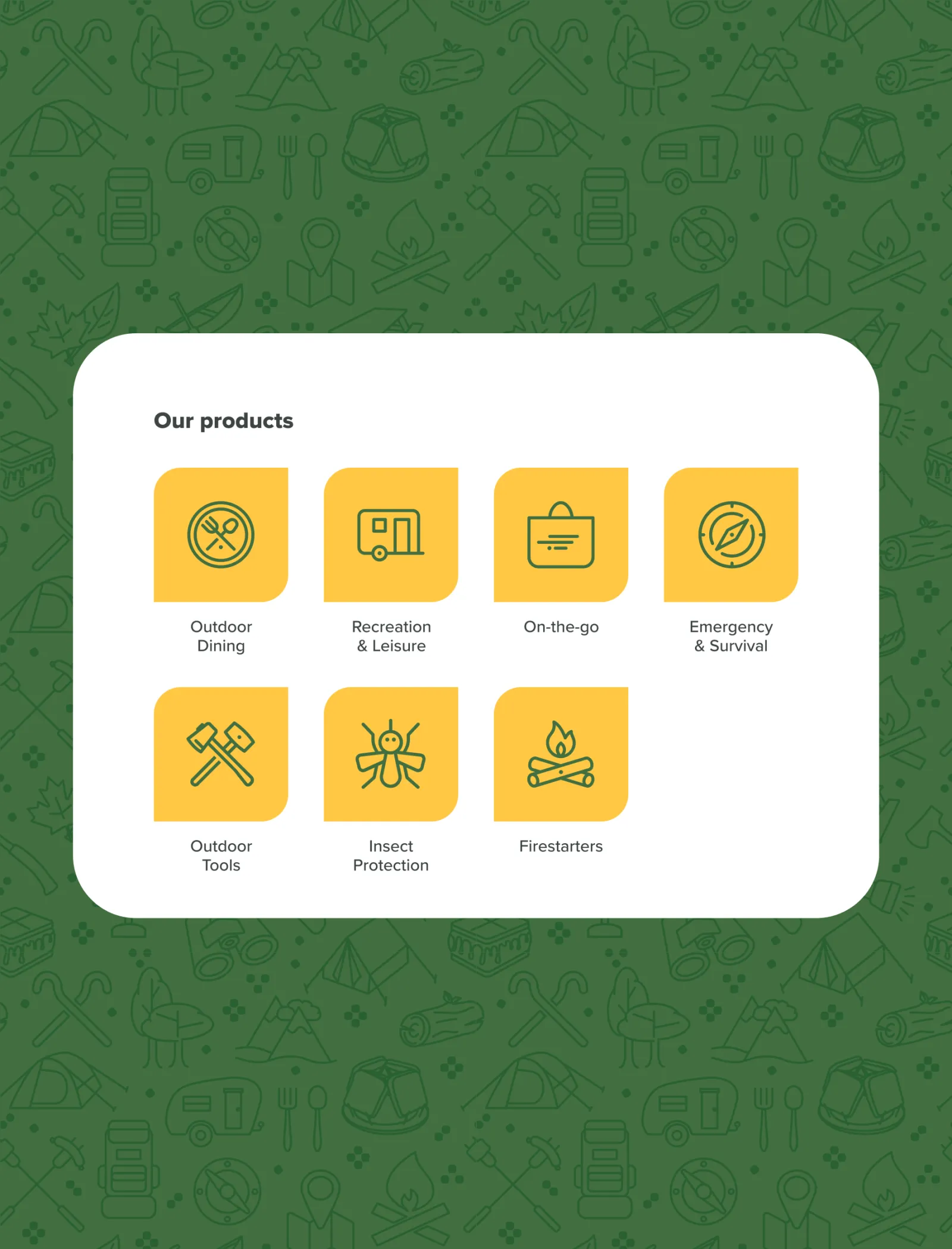 screenshot of the Coghlans website iconography