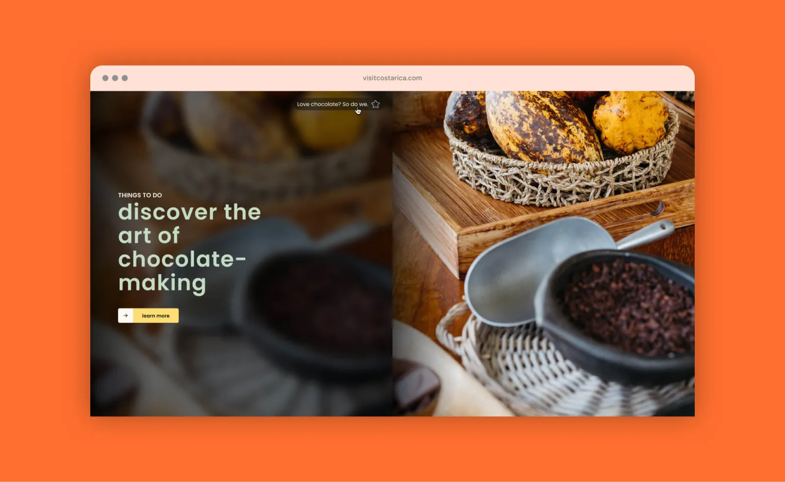 Mockup of a module highlighting a cultural chocolate making experience