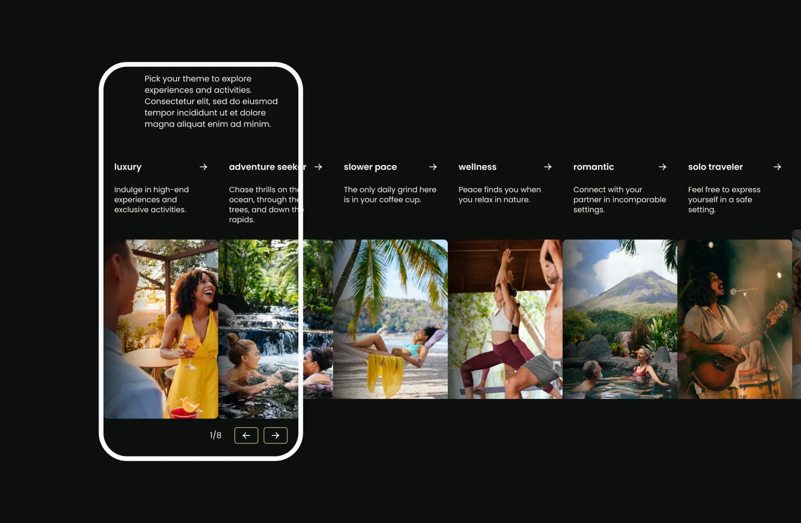 Experiences carousel mockup