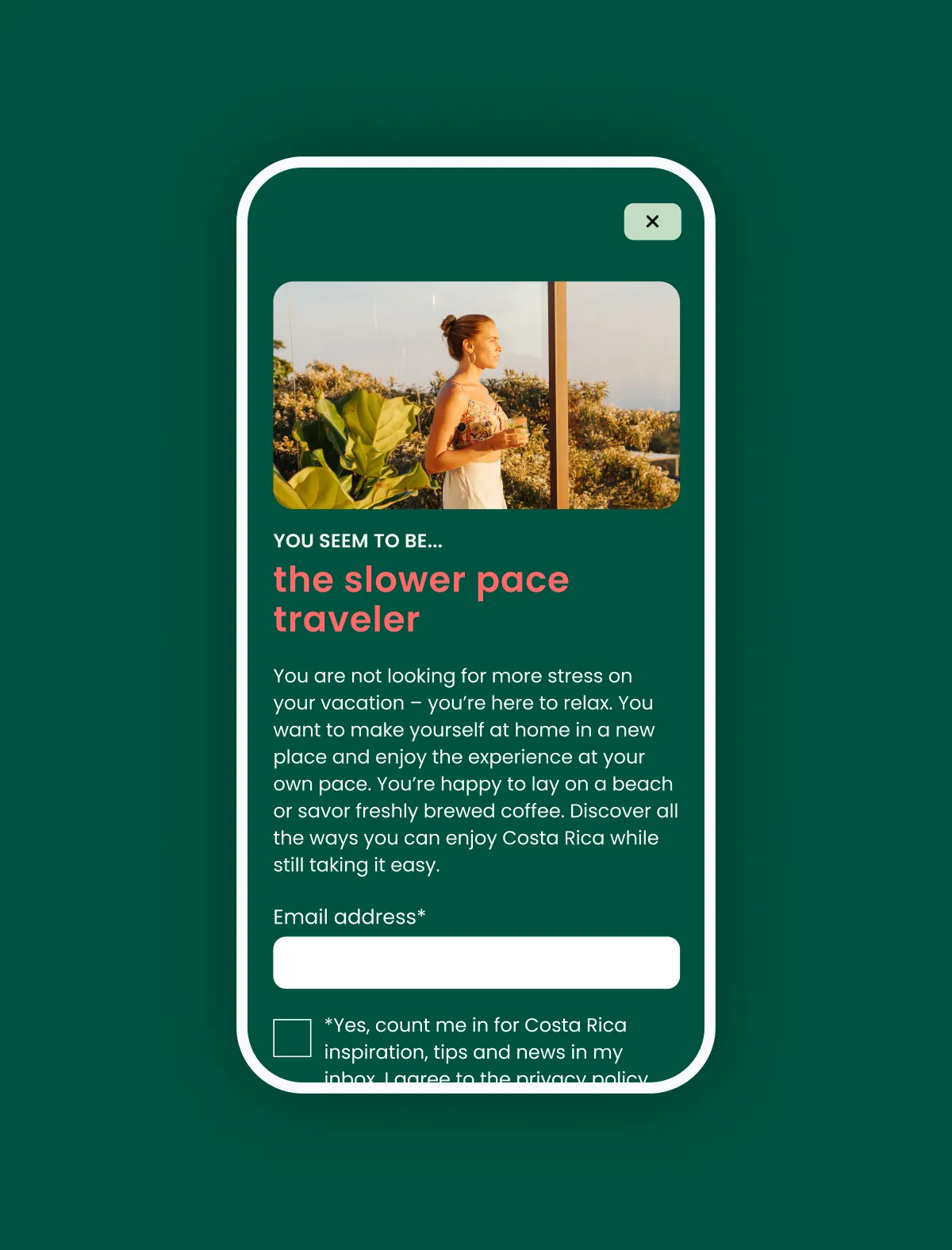 Mockup of the interactive quiz module on mobile