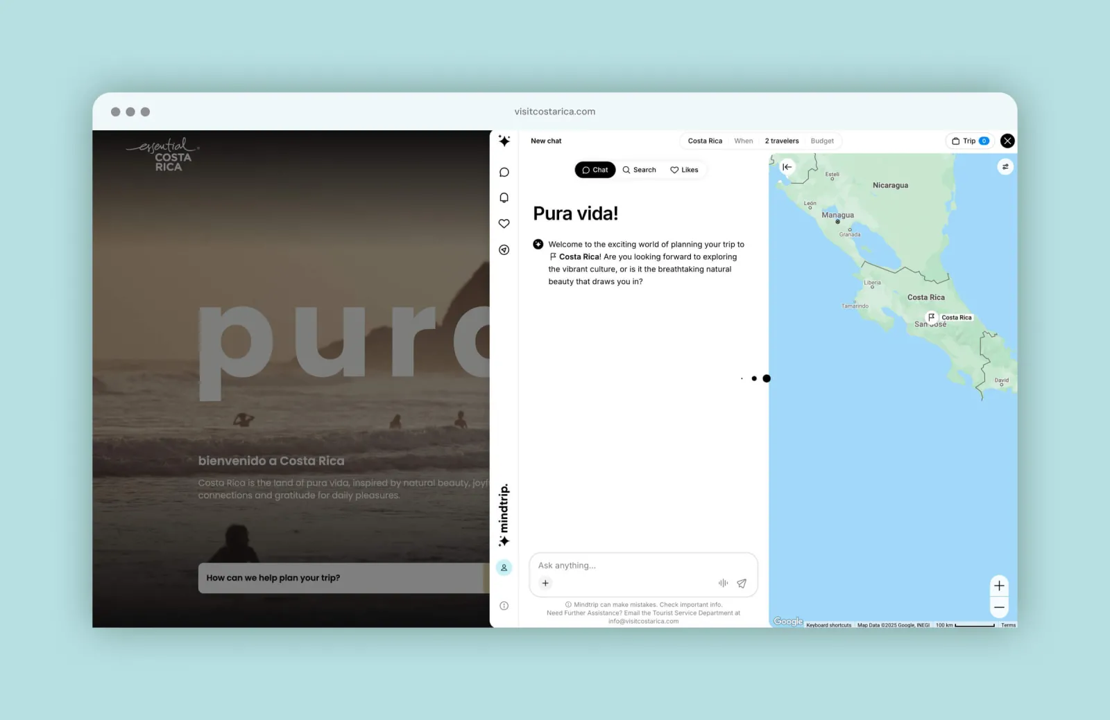 Mockup of MindTrip AI module on the homepage