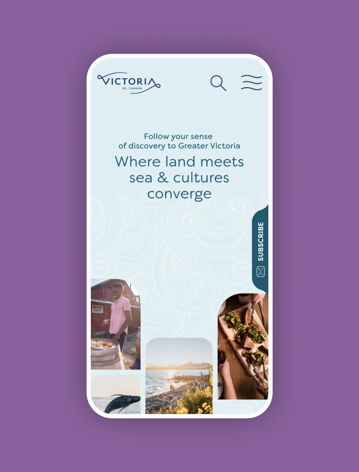 mobile view of the Destination Greater Victoria website