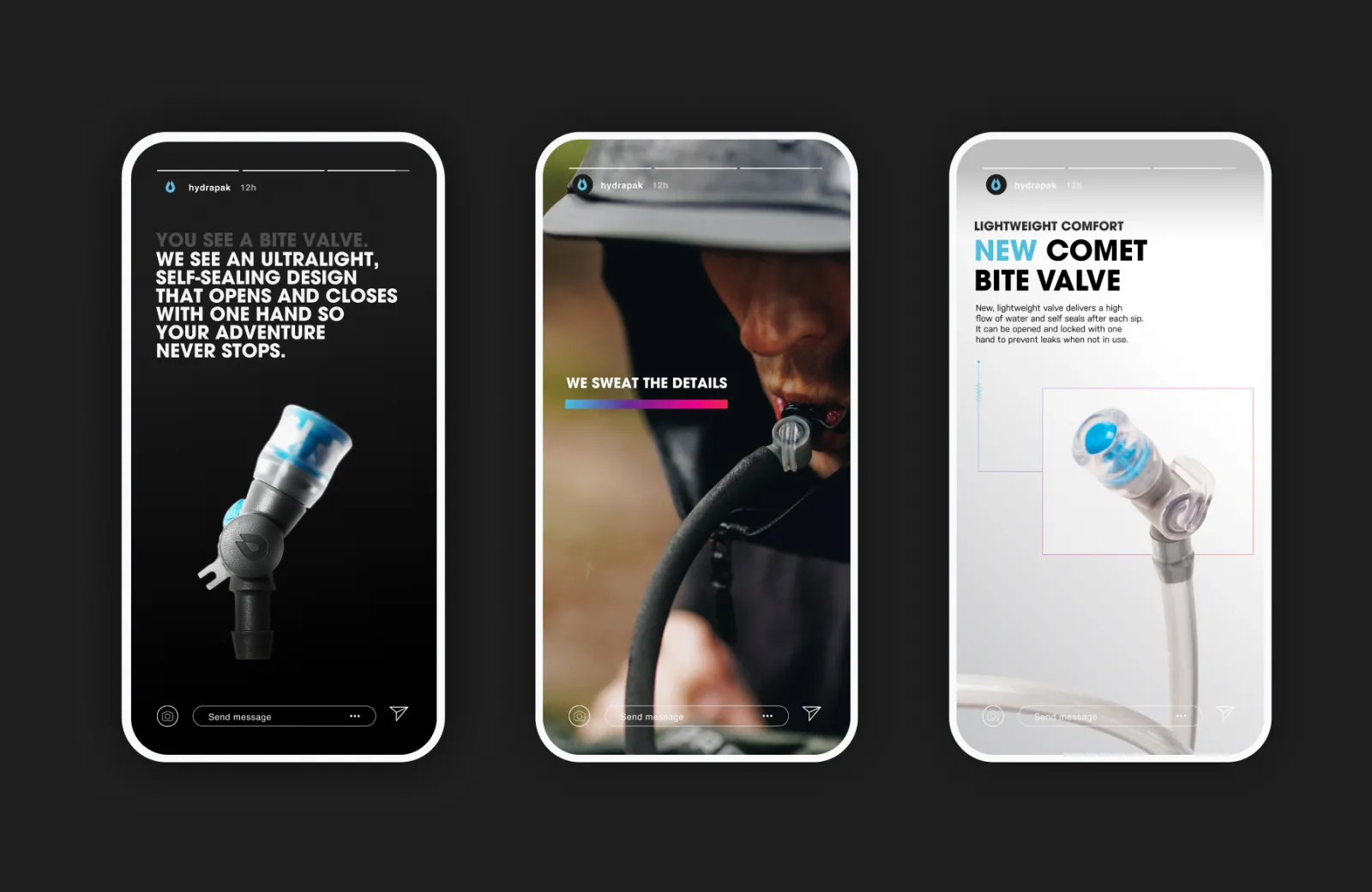 mockup of an instagram ad featuring the comet bite valve