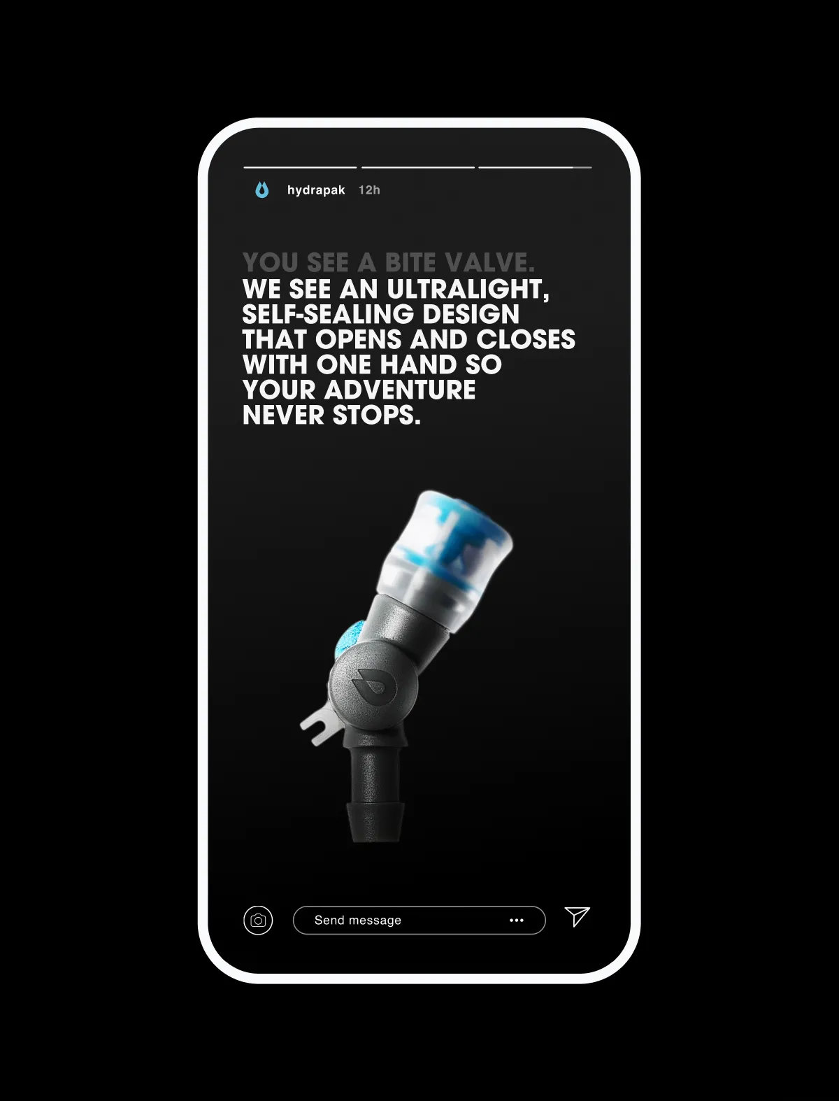 mockup of an instagram ad featuring the comet bite valve