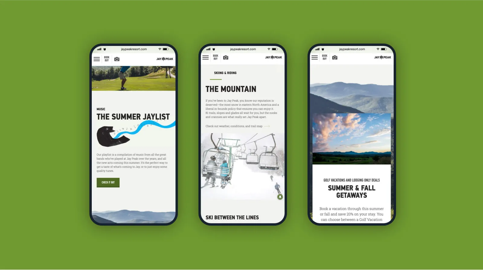 Jay Peak website mobile pages