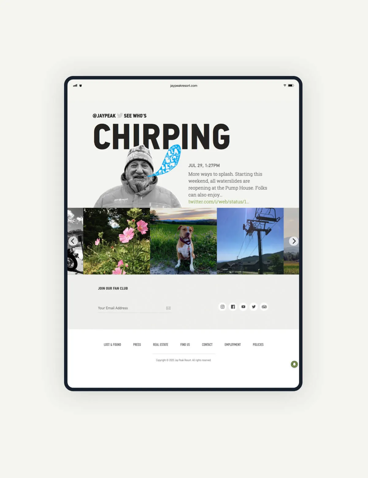 Jay Peak website instagram widget