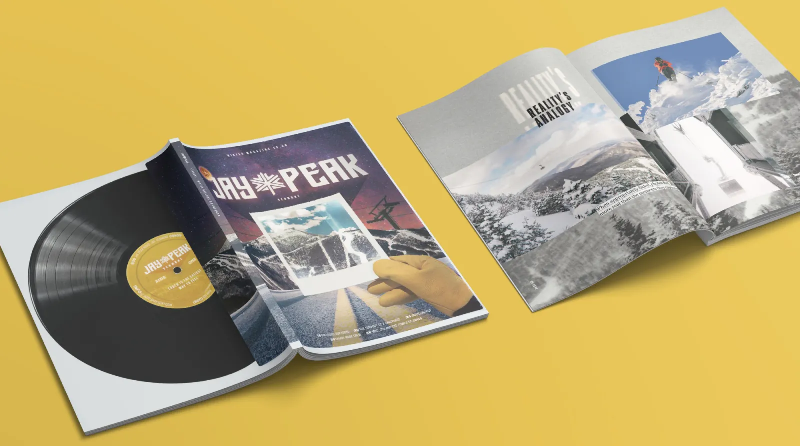 A magazine cover and spread