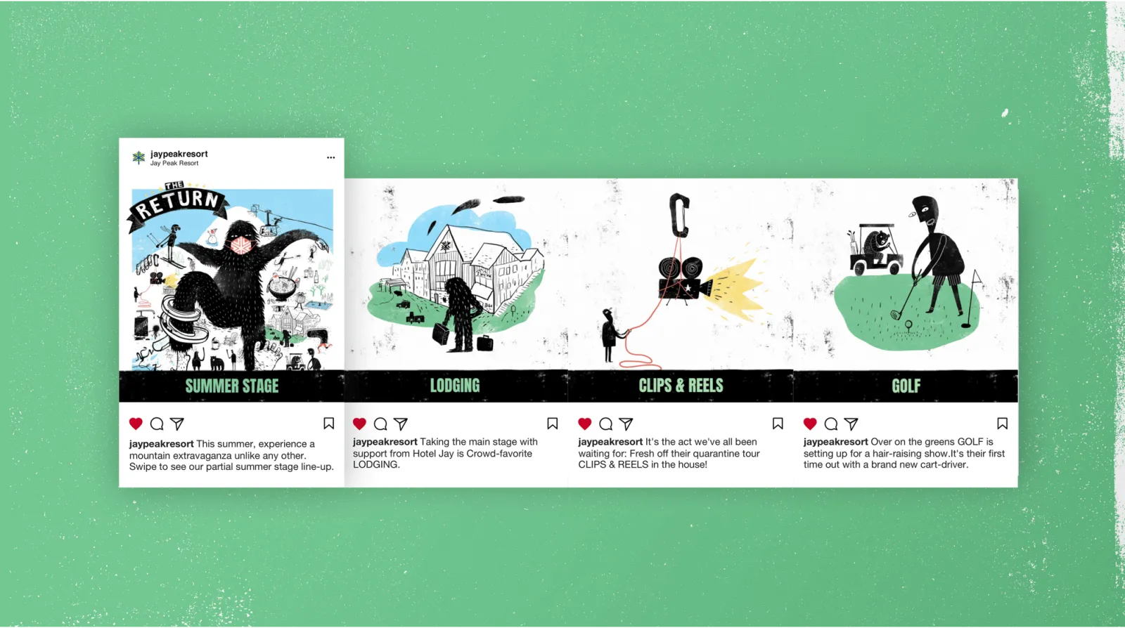 Instagram story showing using Jay Peak amenities as stage names