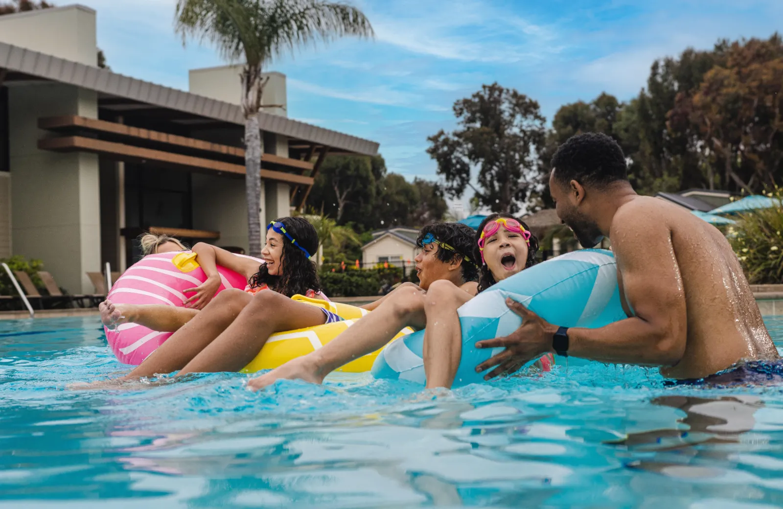 A family in a pool
