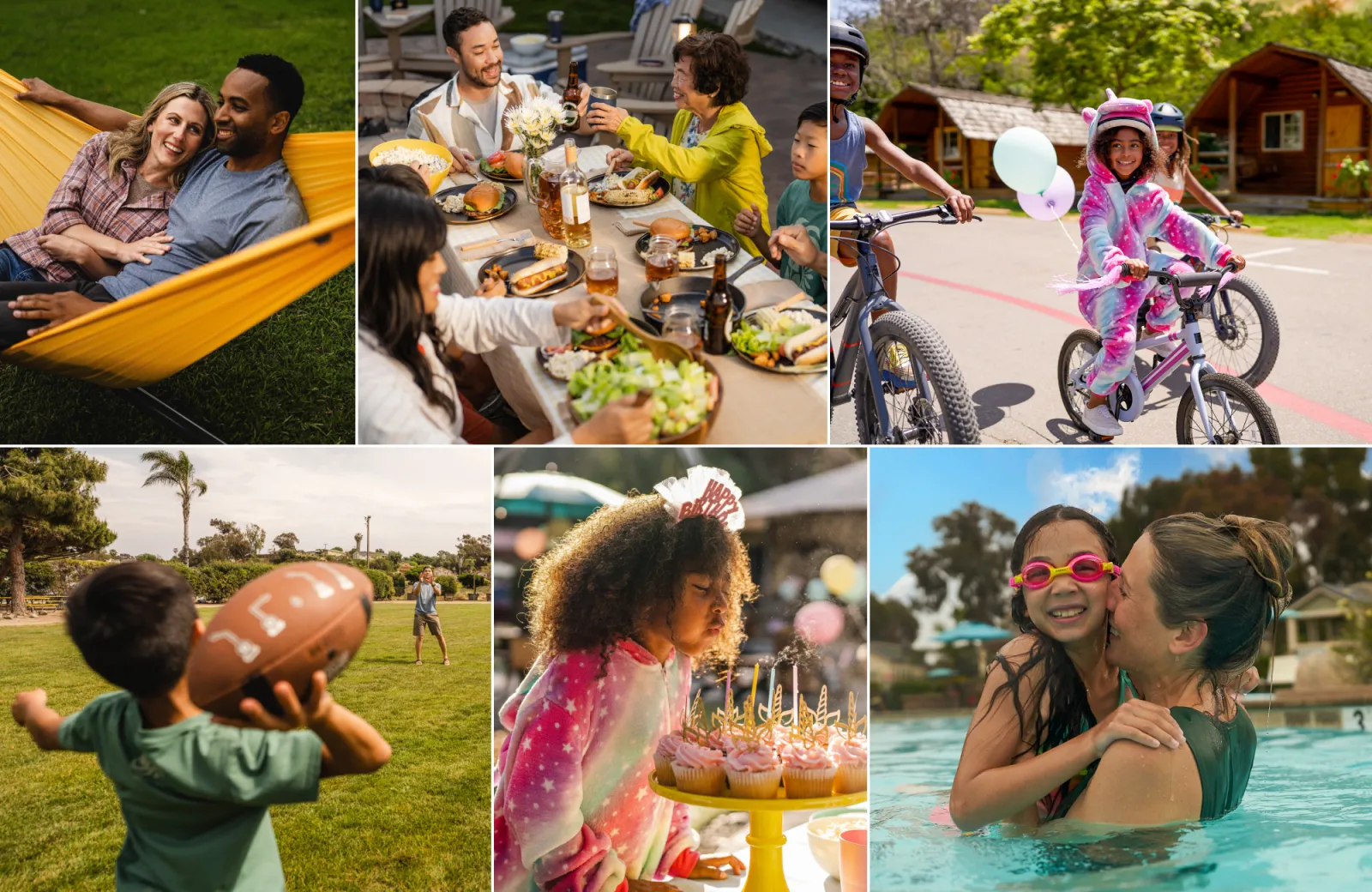 Collage of family camping images