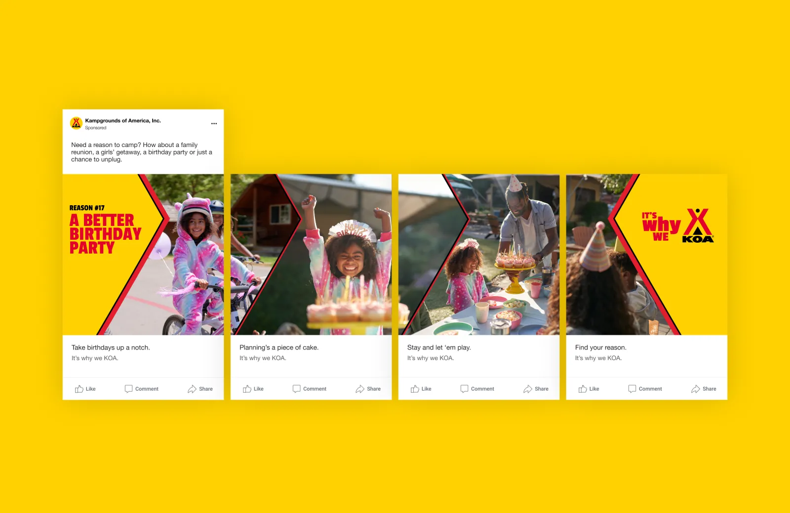 Mockup of a KOA Facebook carousel