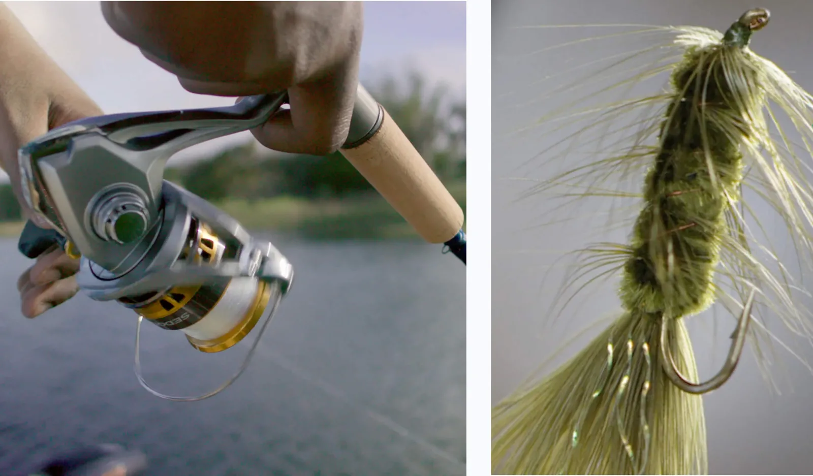 fishing rod & fly close up