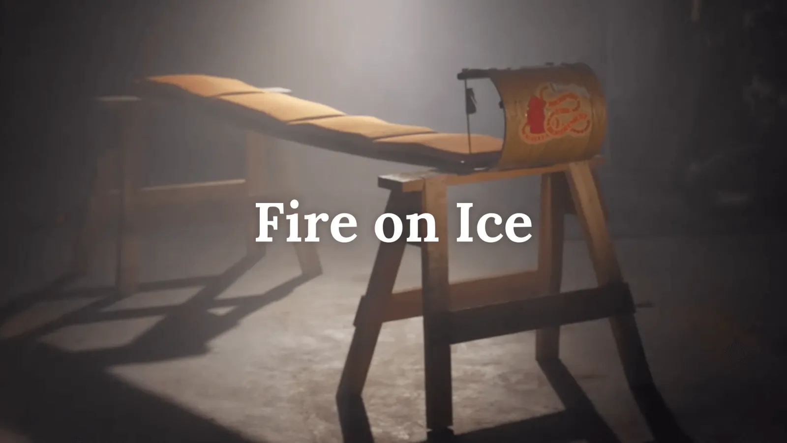 Fire on Ice title with smokey picture of toboggan