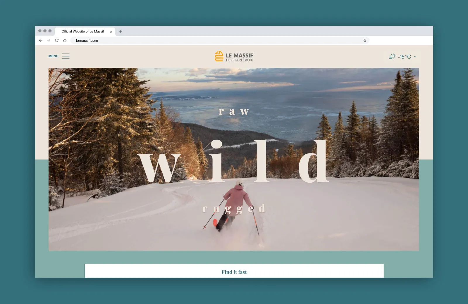 An image of the Le Massif website on a desktop computer