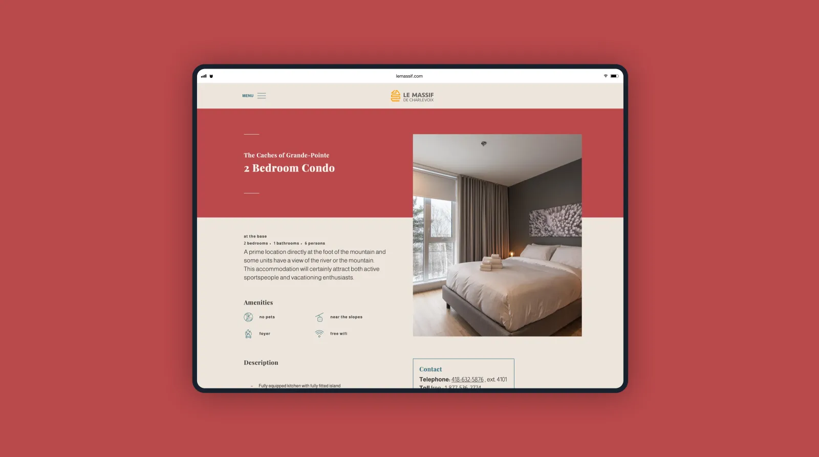 An image of the Le Massif website on a desktop computer