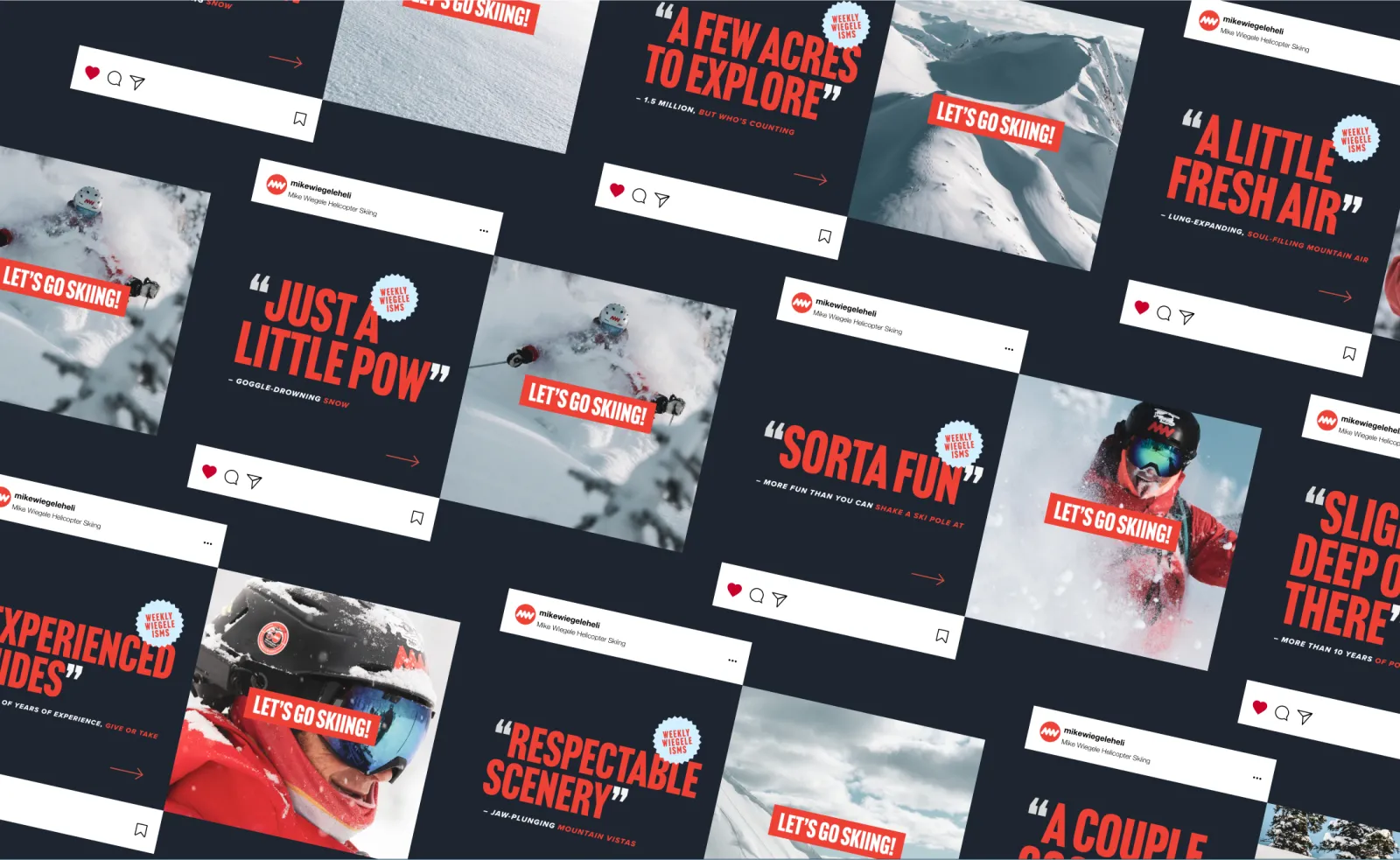 A grid of social post mockups