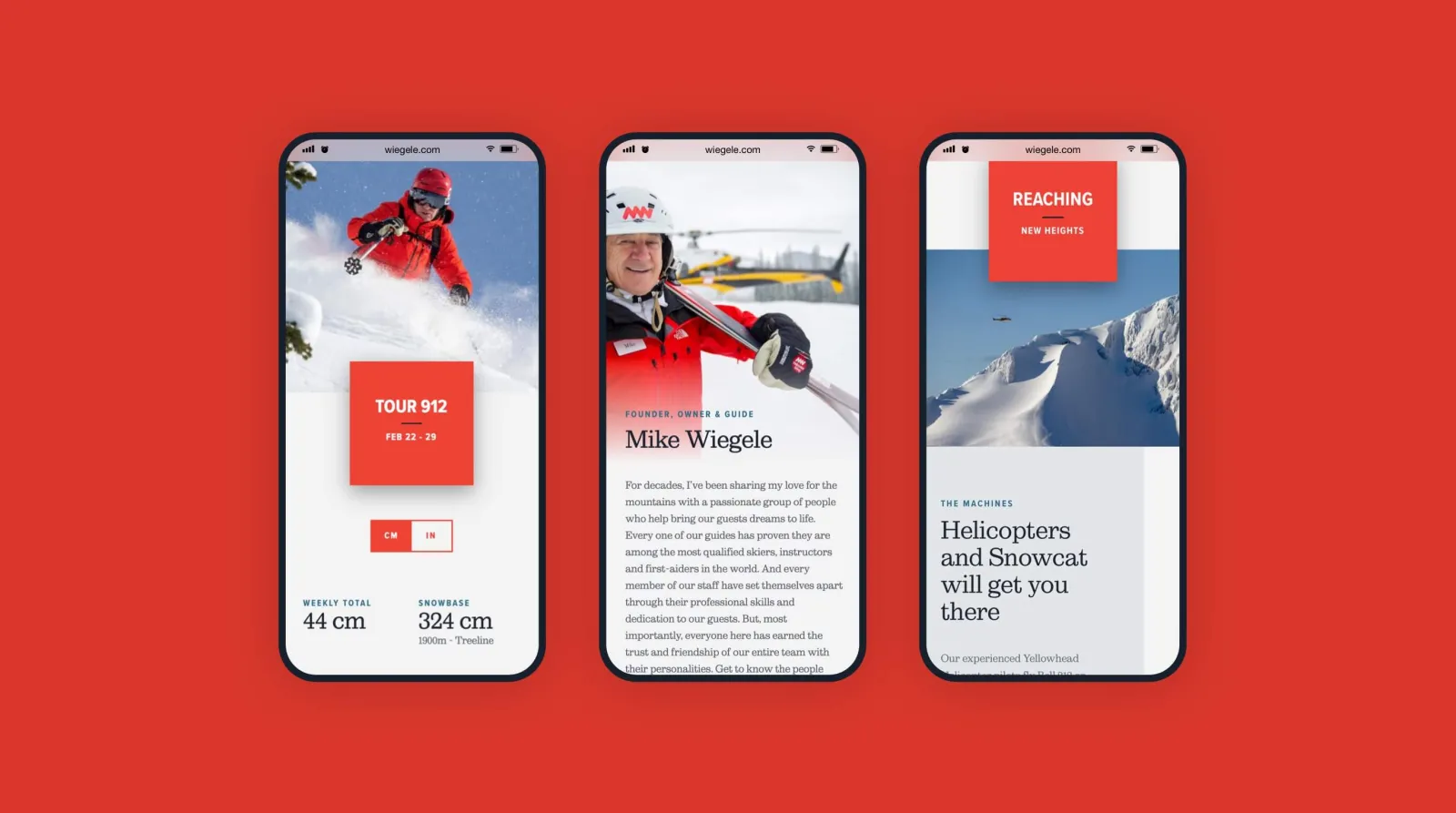 three mobile screens