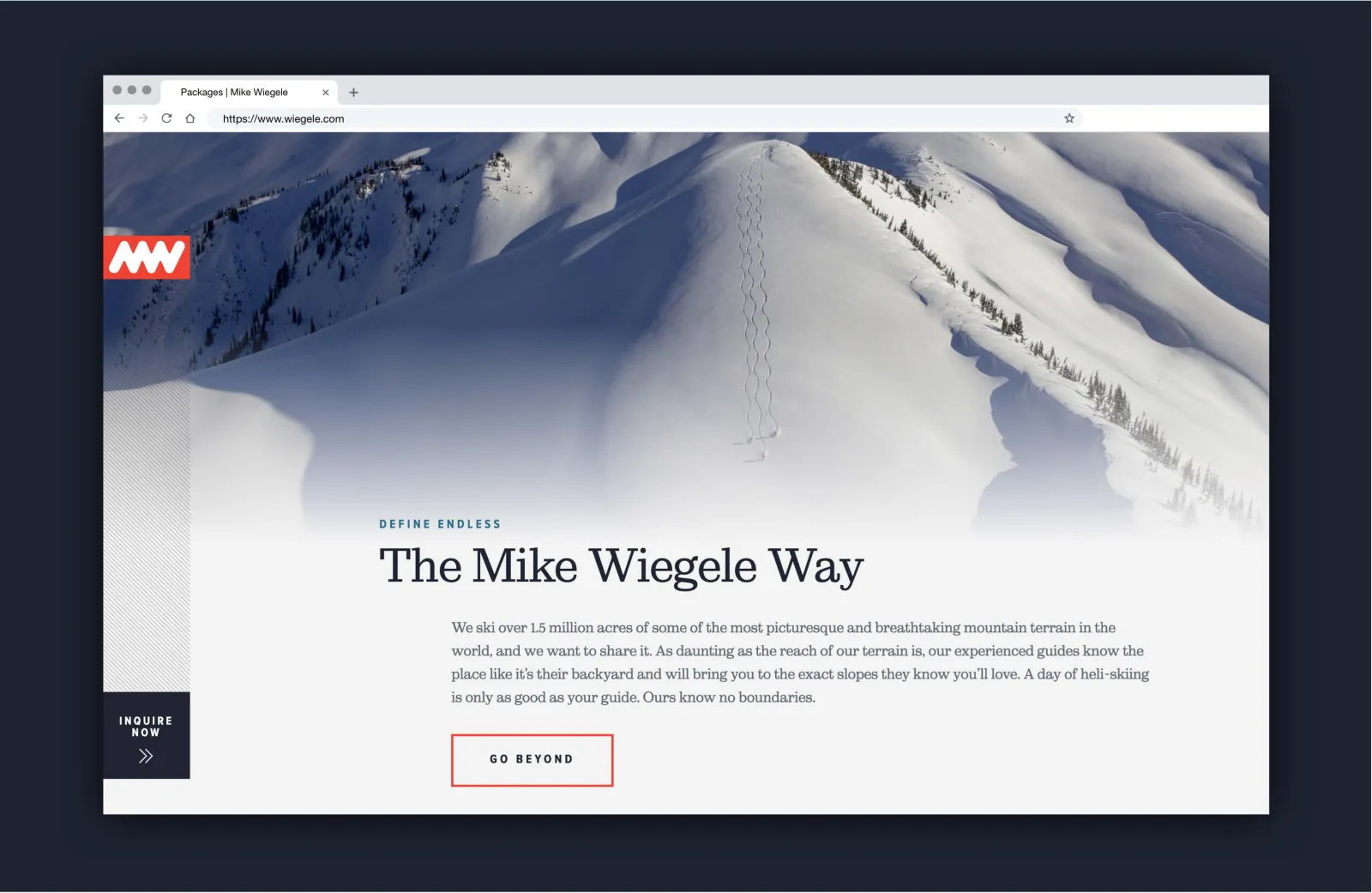 Wiegele Way Webpage mockup