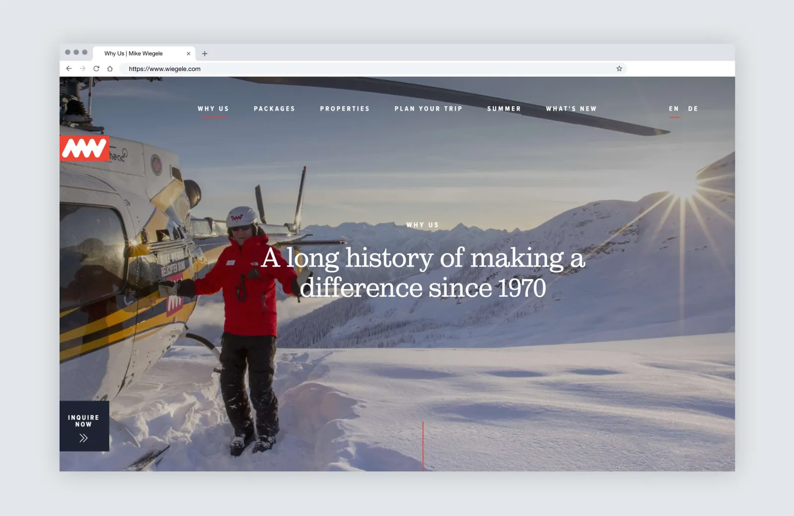 Mike Wiegele Why Us Webpage mockup