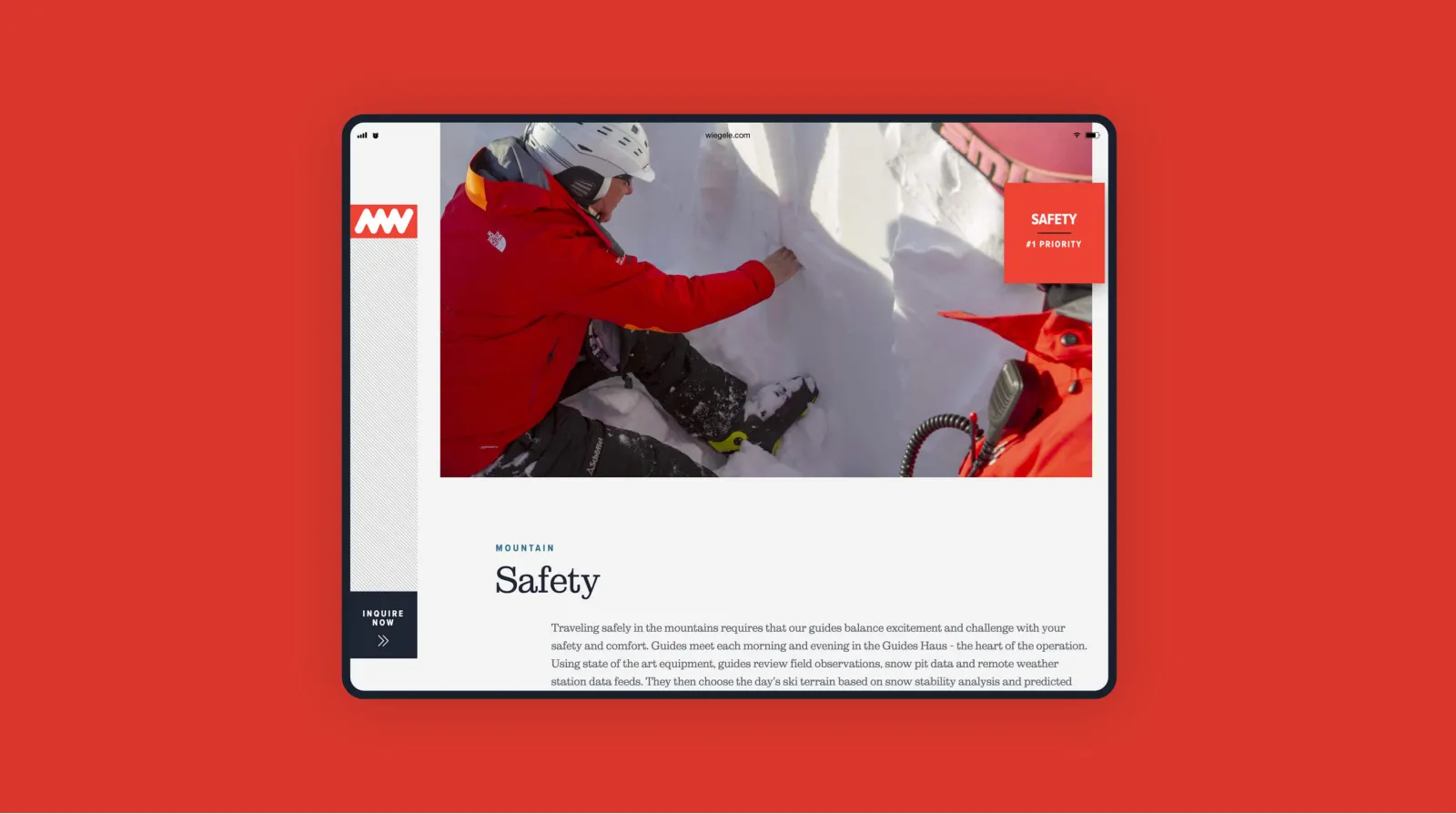 tablet mockup of website