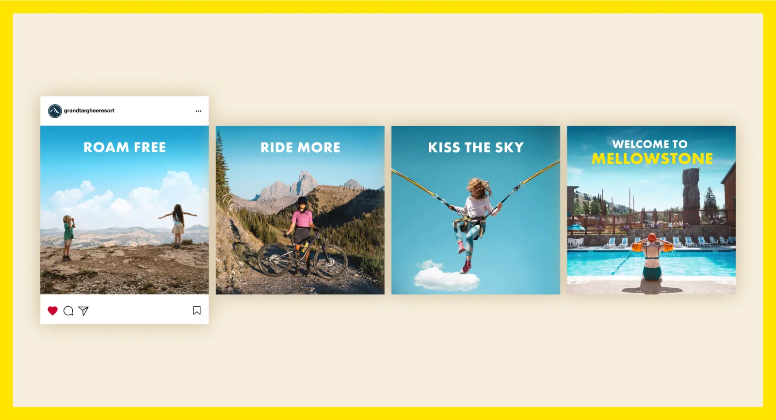 A mockup of a four frame social carousel.