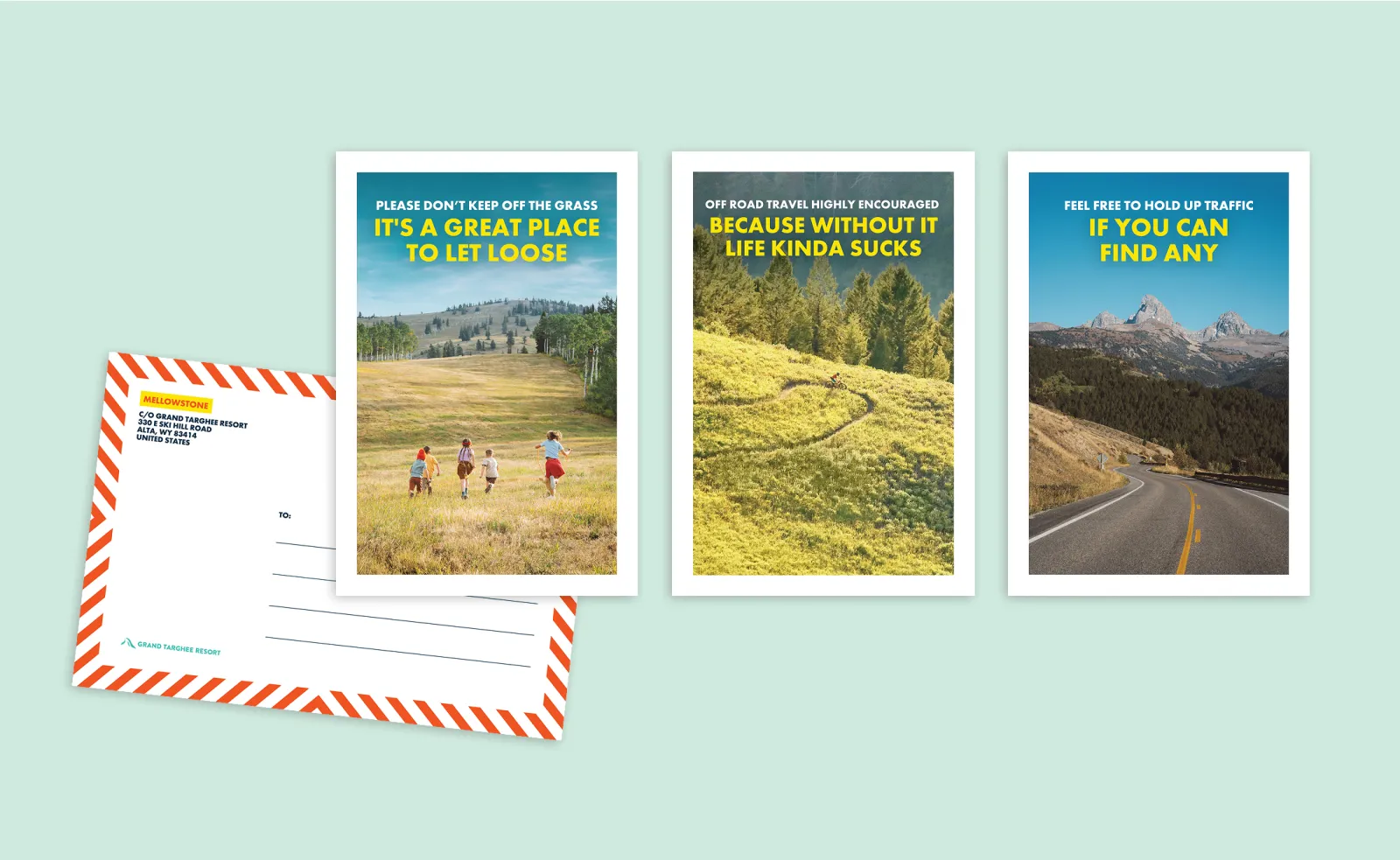 Postcards with scenic landscapes.