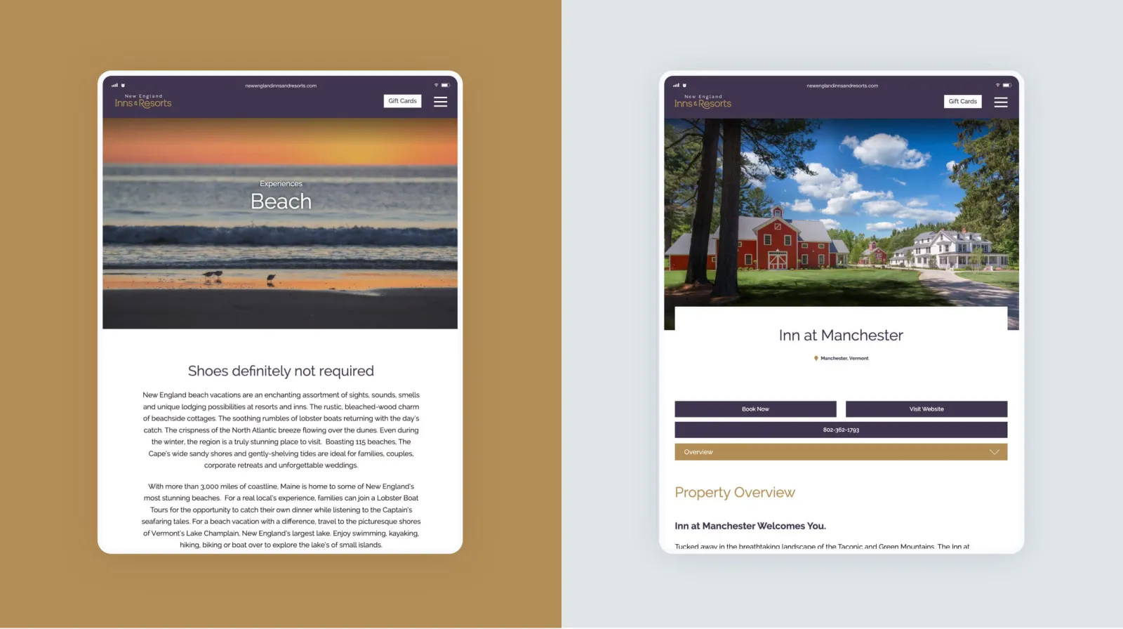 2 tablet website mockups