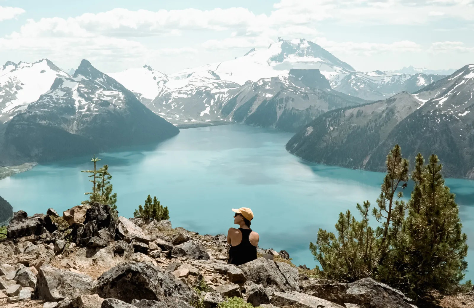 hiker looking at Garibaldi lake