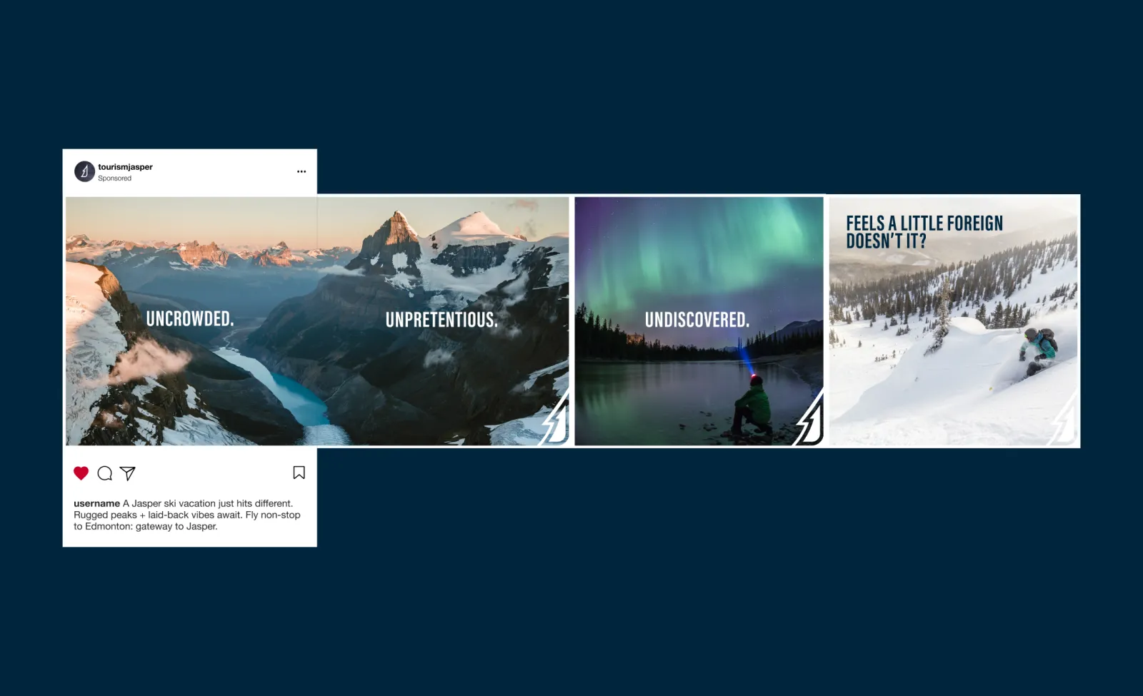 A mockup of a Tourism Jasper Instagram carousel