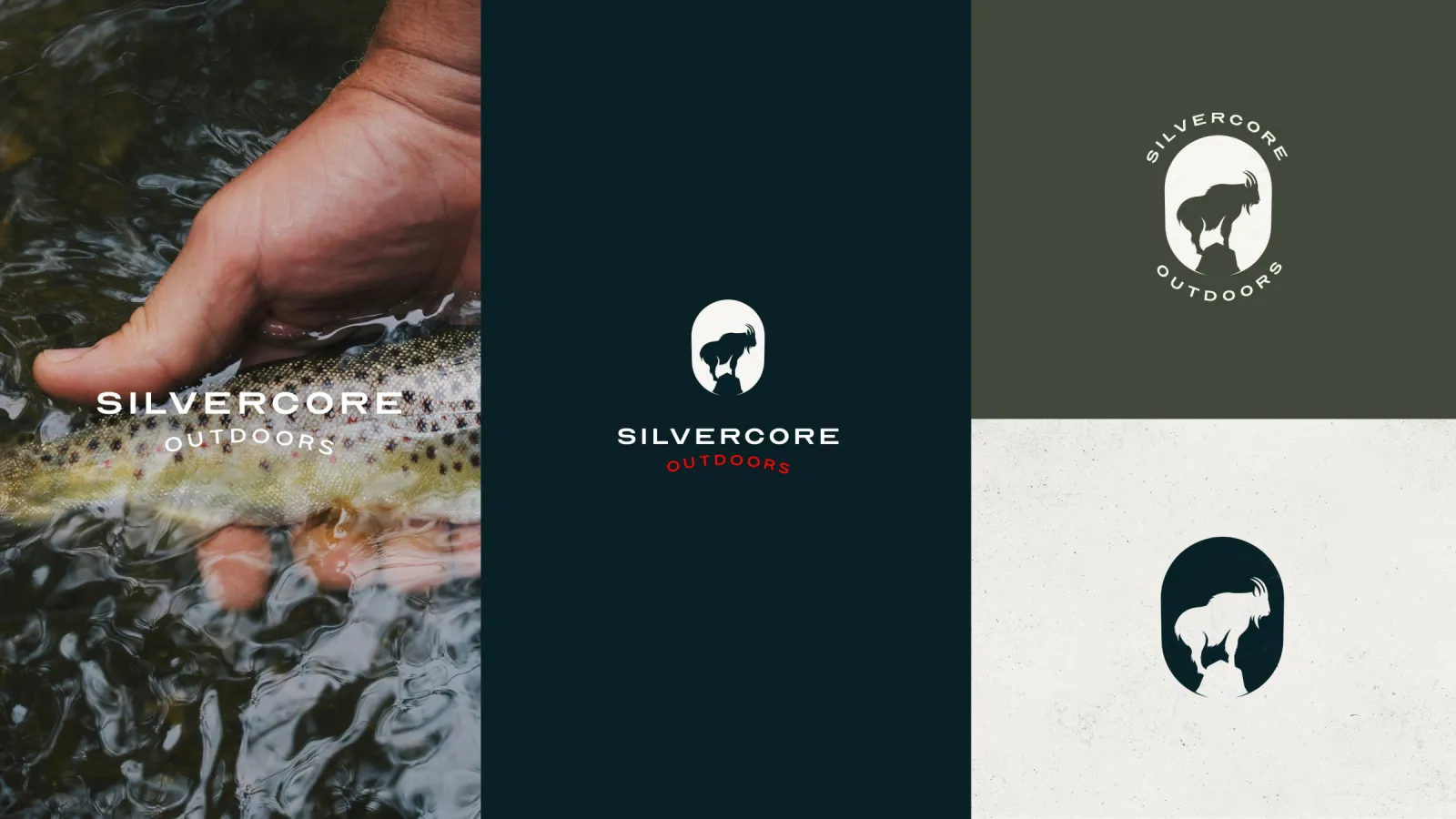 a collection of Silvercore Outdoor logos on different backgrounds