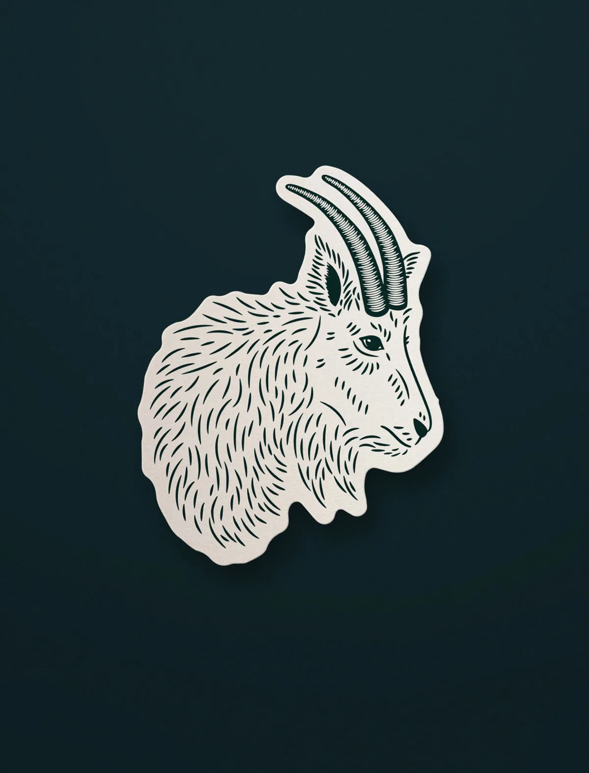 sticker mockup of the silvercore goat