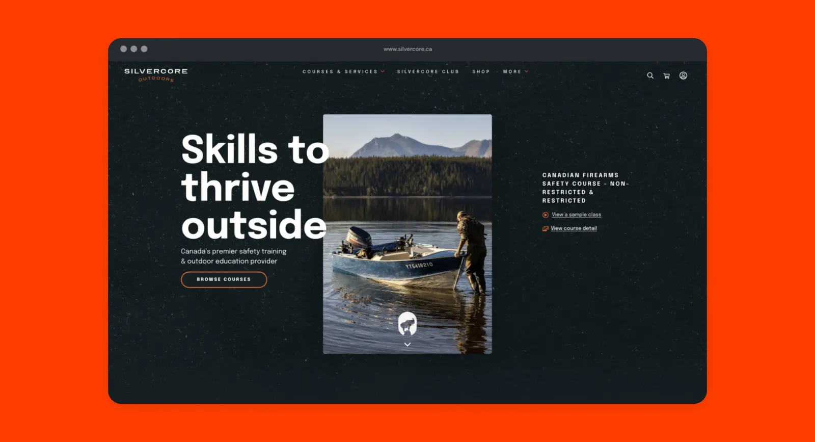 mockup of the homepage of silvercoreoutdoors.ca