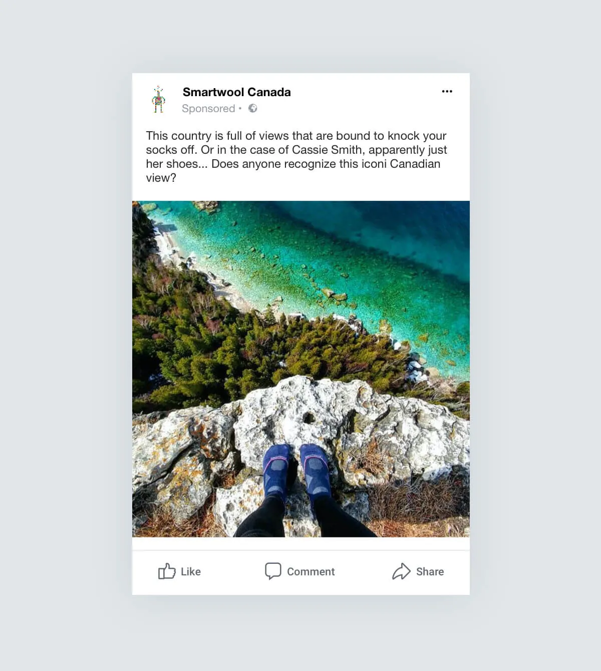 Smartwool social post of feet and beautiful scenery