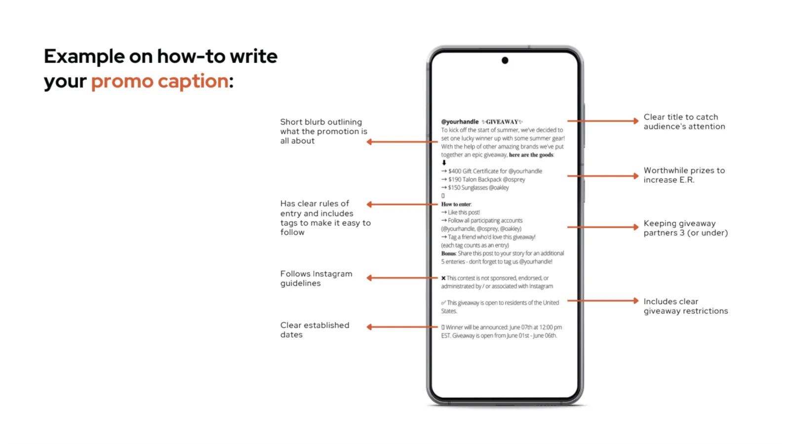 Example on how to write your promo captions