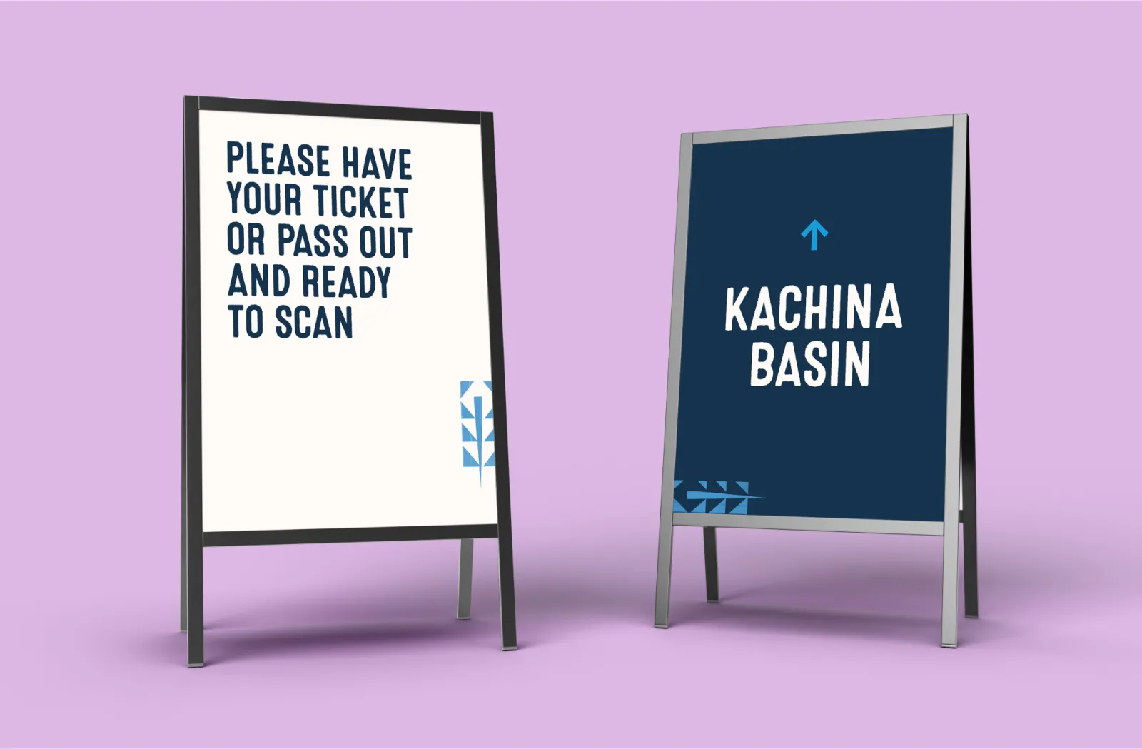 Sandwich signs showing brand creative