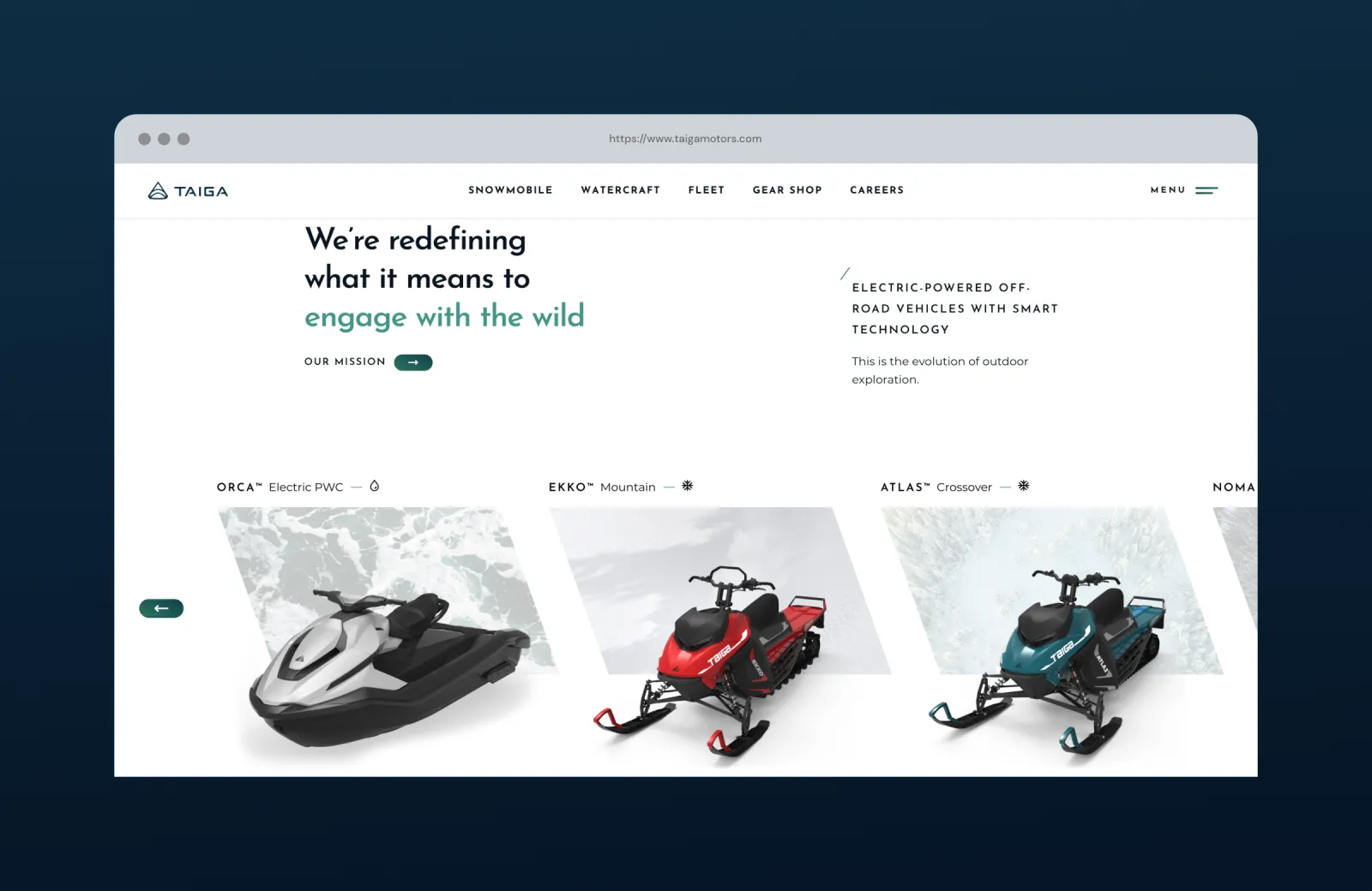 Taiga website mockup