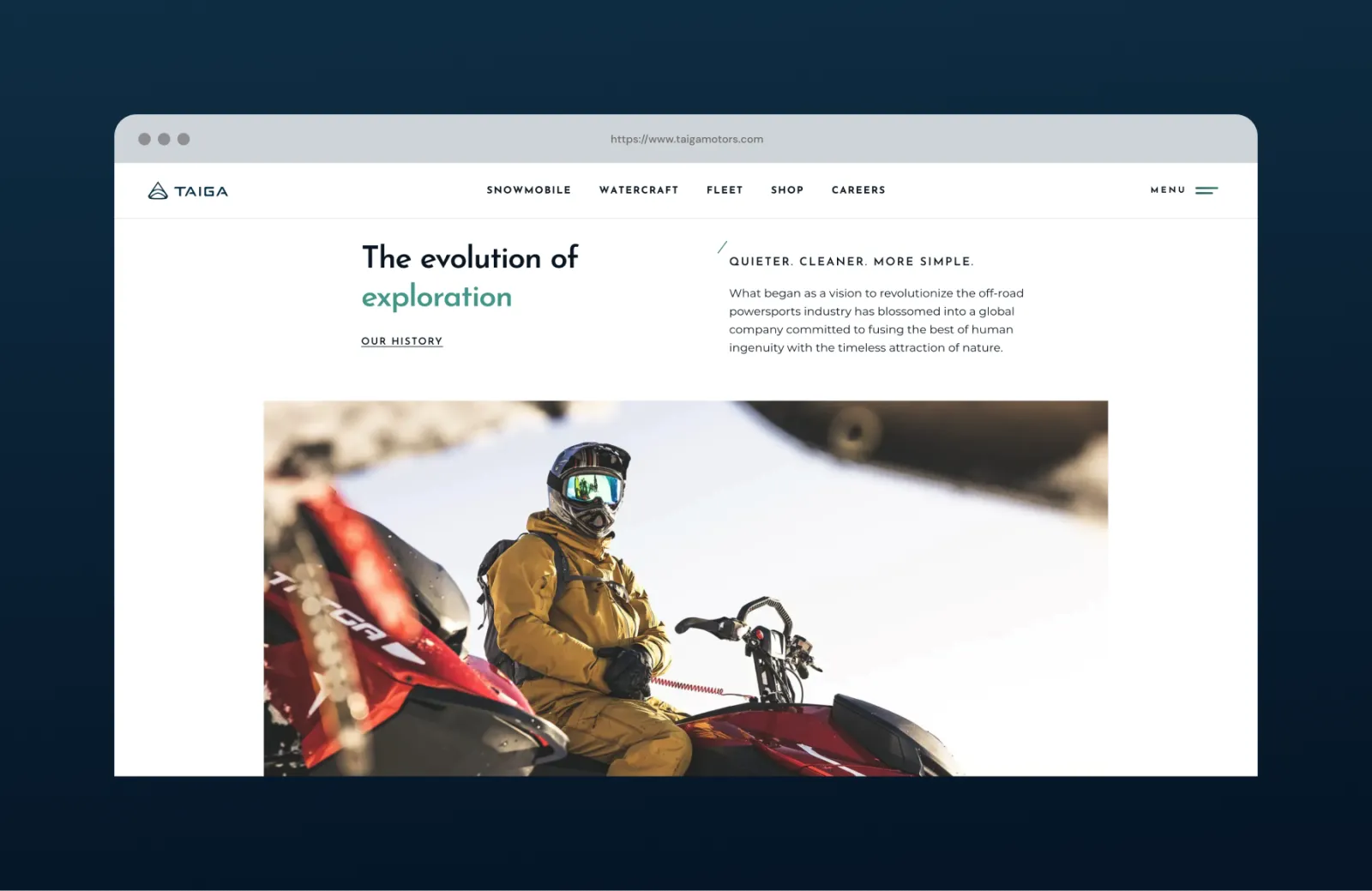 Taiga website mockup